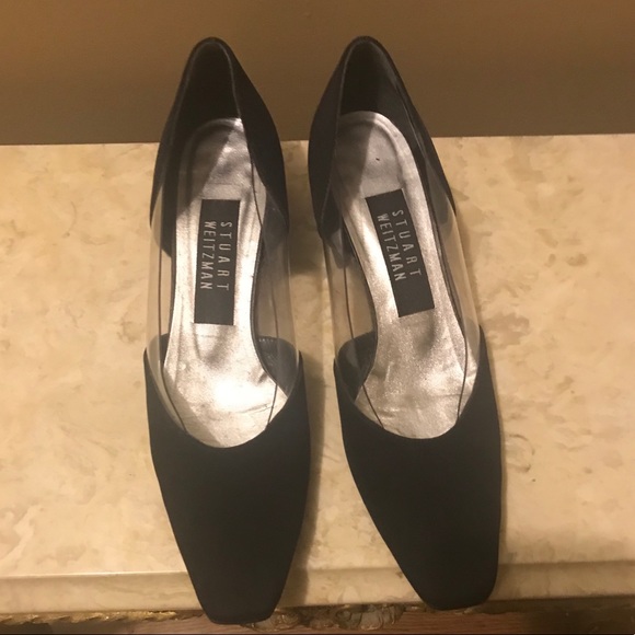Stuart Weitzman Shoes - Stuart Weitzman Black Seud Sqare-Toe Pumps,Sz: 6.5